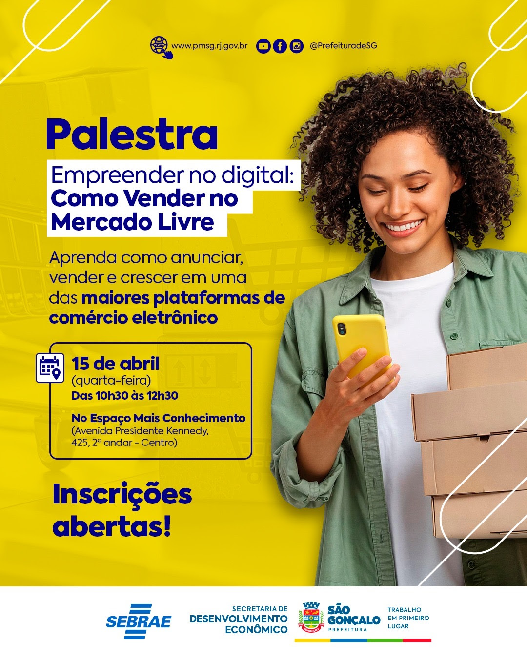 São Gonçalo inscreve para palestra sobre empreendimento digital e vendas online 