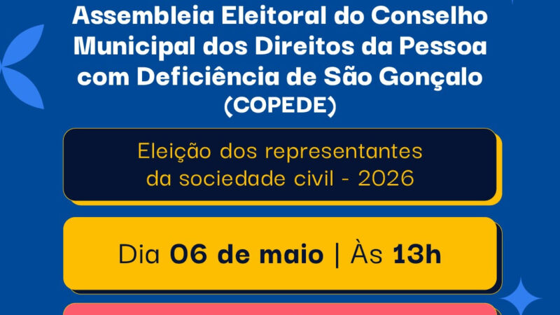 São Gonçalo abre inscrições para eleição do Conselho Municipal dos Direitos da Pessoa com Deficiência