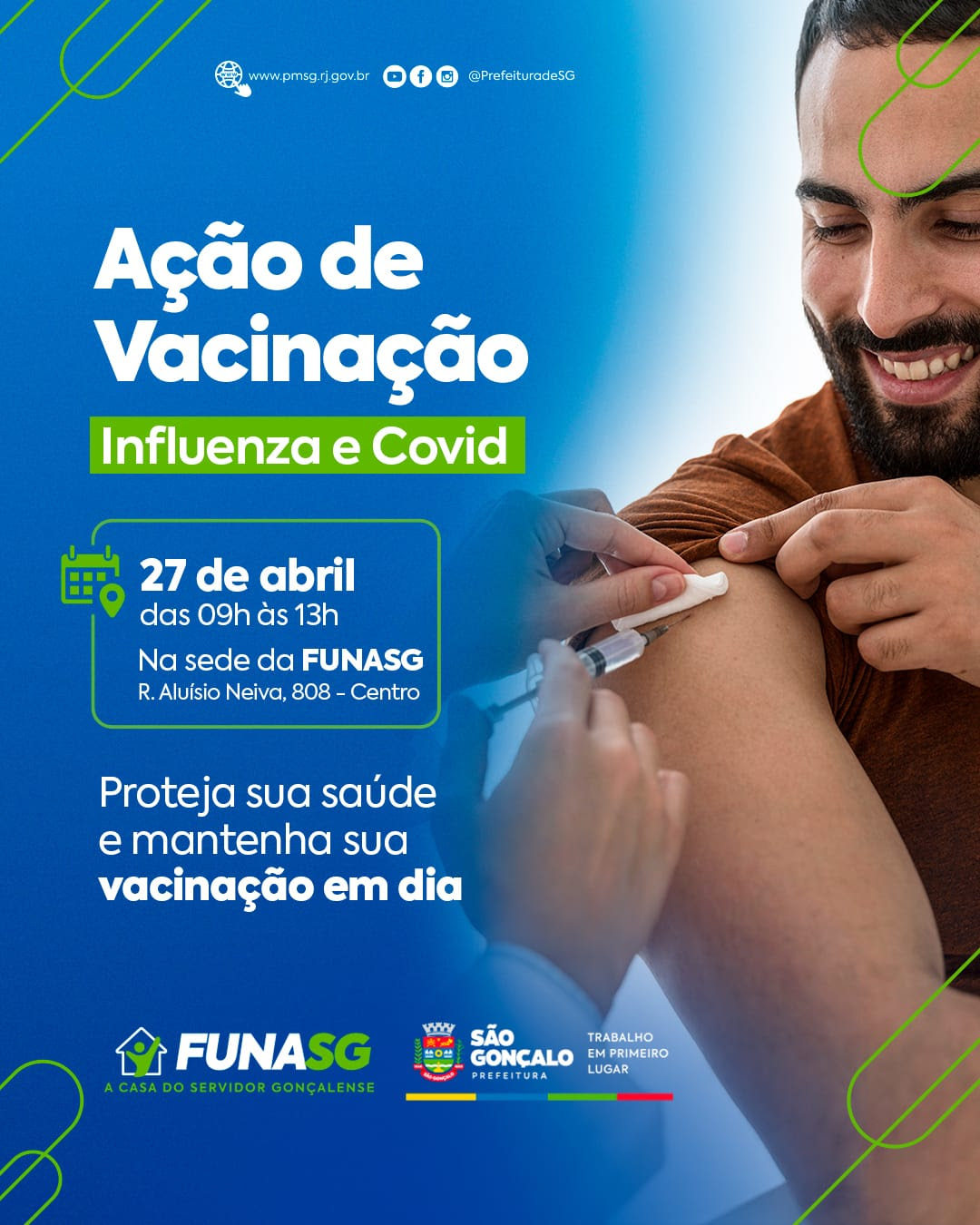 Funasg realiza ação de vacinação para servidores em sua sede, no Centro