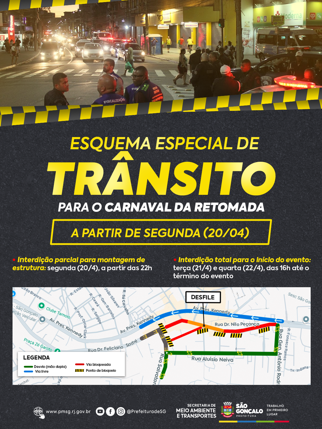 Prefeitura realiza alterações no trânsito para o Carnaval da Retomada 2026