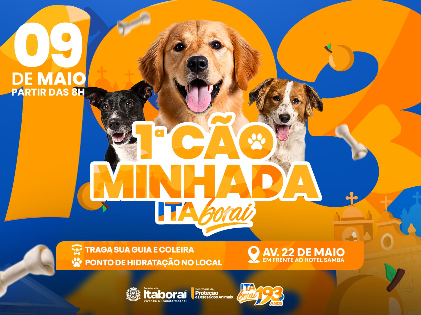 Itaboraí 193 anos: 1ª Cãominhada da cidade acontece neste sábado (09/05) na Avenida 22 de Maio