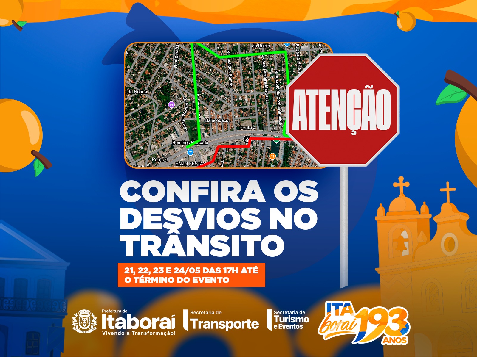 Itaboraí 193 anos: Trânsito terá alterações durante programação de aniversário da cidade