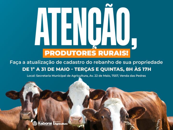 Produtores rurais devem atualizar cadastro de rebanho para garantir regularidade sanitária em Itaboraí