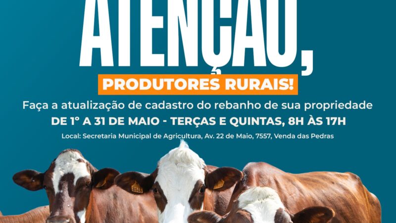 Produtores rurais devem atualizar cadastro de rebanho para garantir regularidade sanitária em Itaboraí
