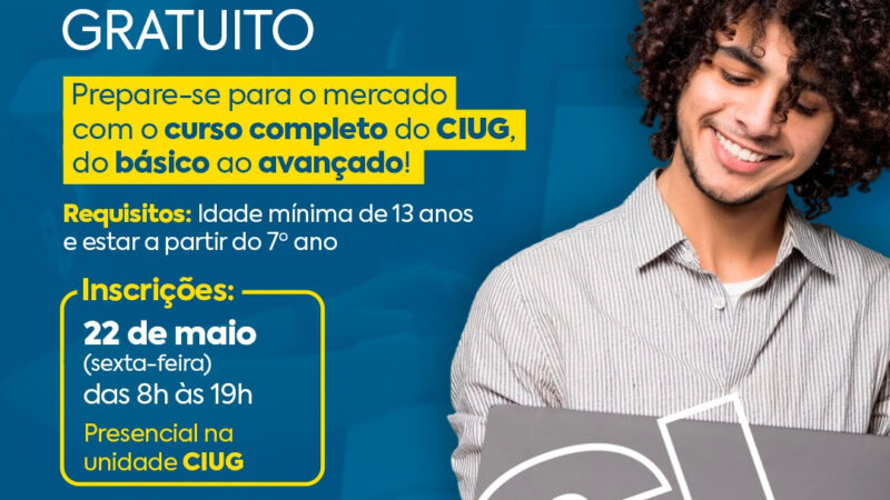 CIUG inscreve para curso gratuito de informática