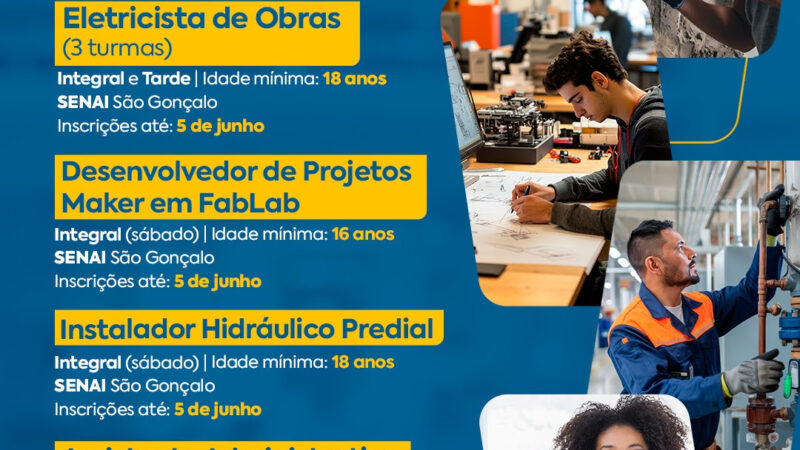 São Gonçalo inscreve para 130 vagas em cursos profissionalizantes gratuitos