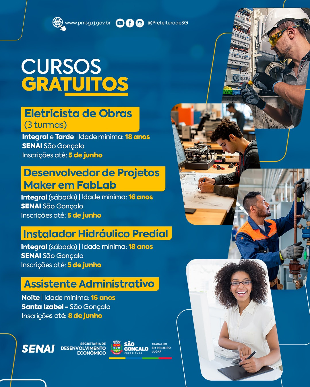 São Gonçalo inscreve para 130 vagas em cursos profissionalizantes gratuitos