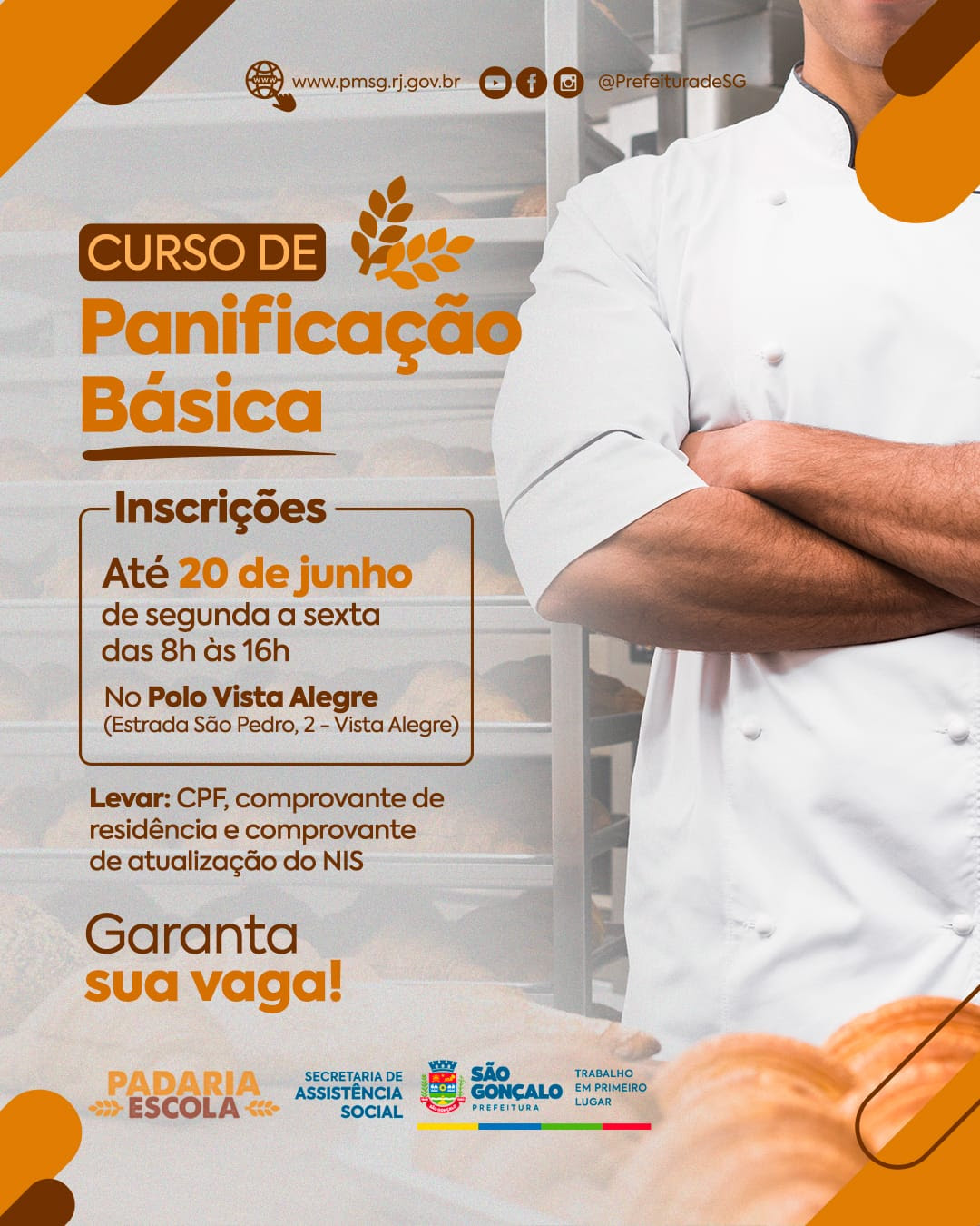 São Gonçalo abre inscrições para mais uma turma de Panificação Básica