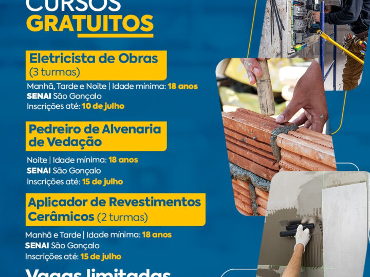 São Gonçalo abre inscrições para mais cursos gratuitos em parceria com o Senai