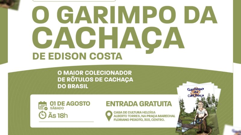 Casa de Cultura Heloísa Alberto Torres recebe lançamento do livro “Garimpo da Cachaça”