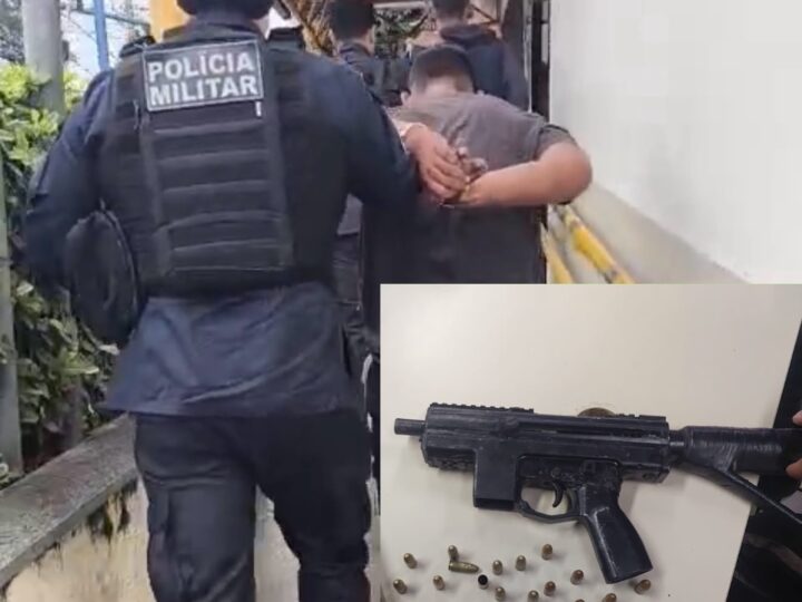 Ação integrada do 7ºBPM, 12º BPM e Guarda Municipal prende homem de aparecer armado com metralhadora em vídeo de assalto a sorveteria em São Gonçalo