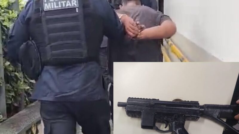 Ação integrada do 7ºBPM, 12º BPM e Guarda Municipal prende homem de aparecer armado com metralhadora em vídeo de assalto a sorveteria em São Gonçalo