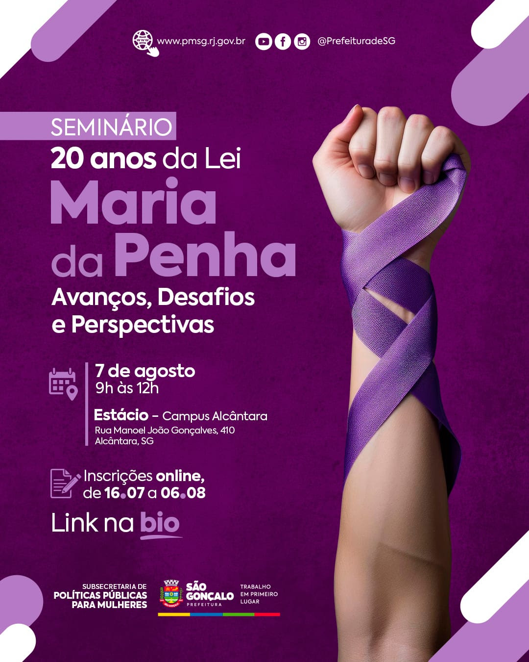São Gonçalo inscreve para seminário sobre políticas de proteção às mulheres