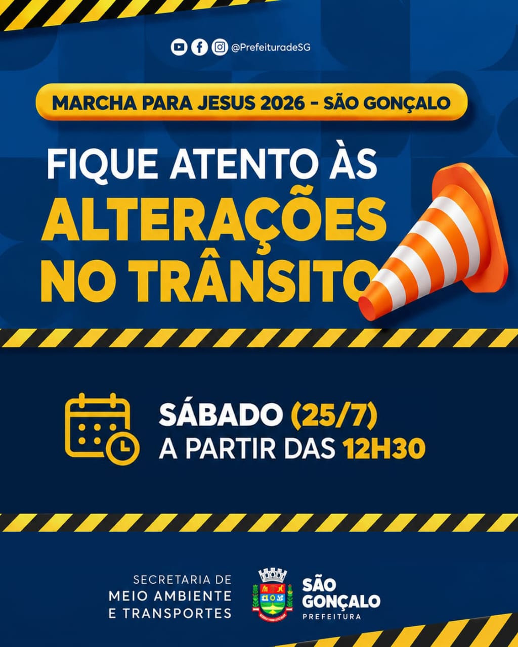 Prefeitura monta esquema especial de trânsito para realização da ‘Marcha Para Jesus 2026’