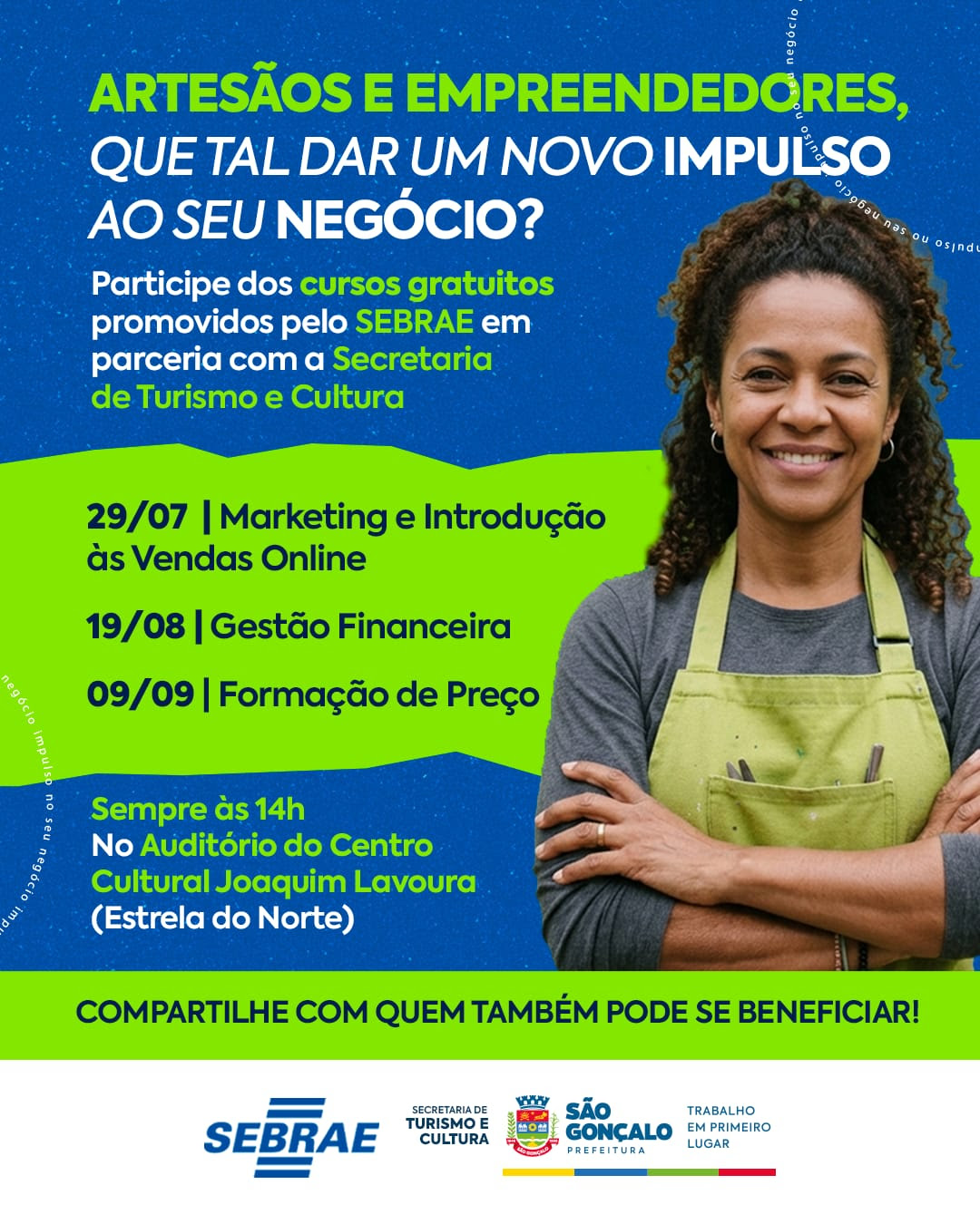 Inscrições abertas para cursos gratuitos para artesãos e empreendedores de São Gonçalo