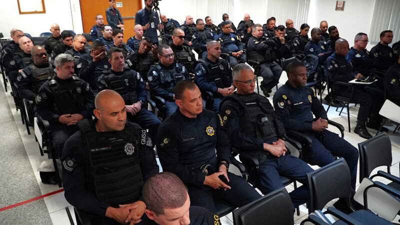Agentes do Grupamento Armado ROMU, da Guarda Municipal de São Gonçalo, participam de capacitação no MPRJ