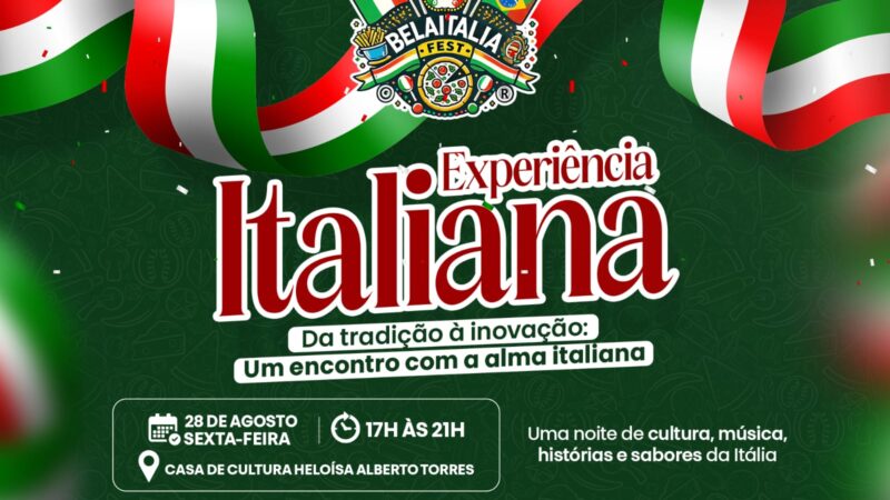 Itaboraí recebe “Experiência Italiana” com música, cultura, histórias e sabores nesta sexta-feira (28/08)