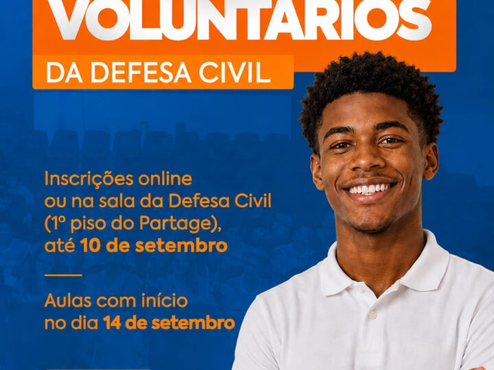 Defesa Civil está com inscrições abertas para nova turma do Curso de Voluntários
