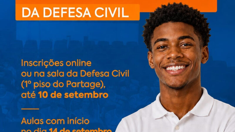 Defesa Civil está com inscrições abertas para nova turma do Curso de Voluntários