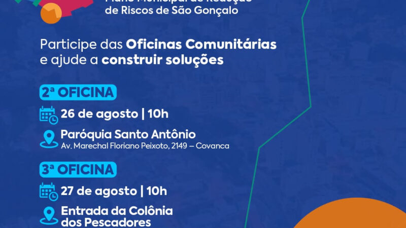 São Gonçalo realiza oficinas comunitárias para elaboração do Plano Municipal de Redução de Riscos