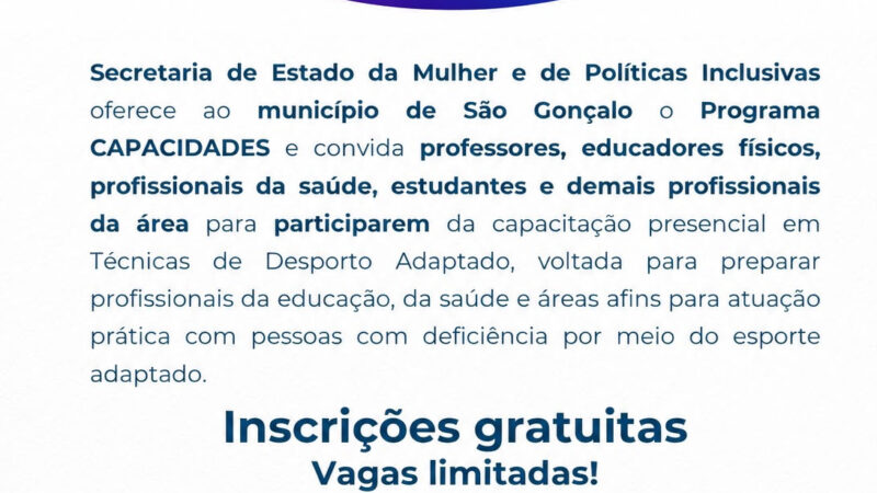 São Gonçalo inscreve para capacitação gratuita voltada à inclusão no esporte
