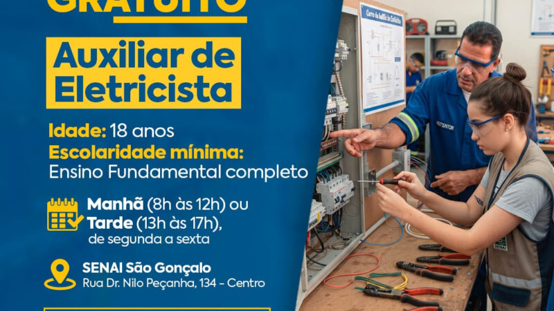 São Gonçalo inscreve para curso profissionalizante gratuito de auxiliar de eletricista