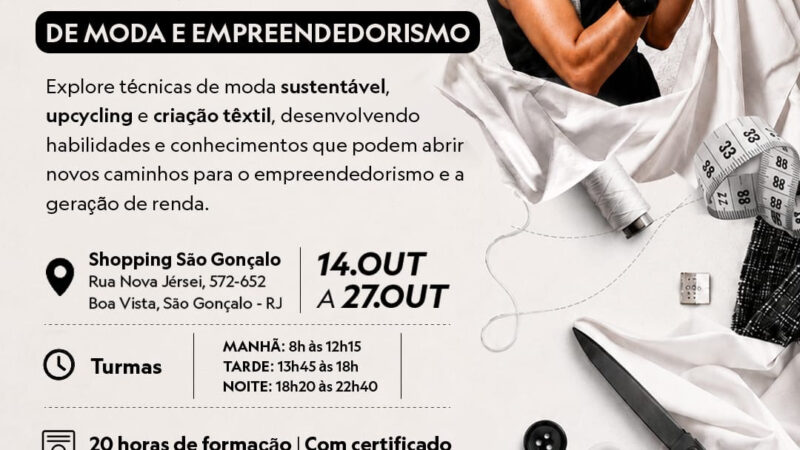 São Gonçalo oferece 141 vagas para formação gratuita com foco em moda sustentável