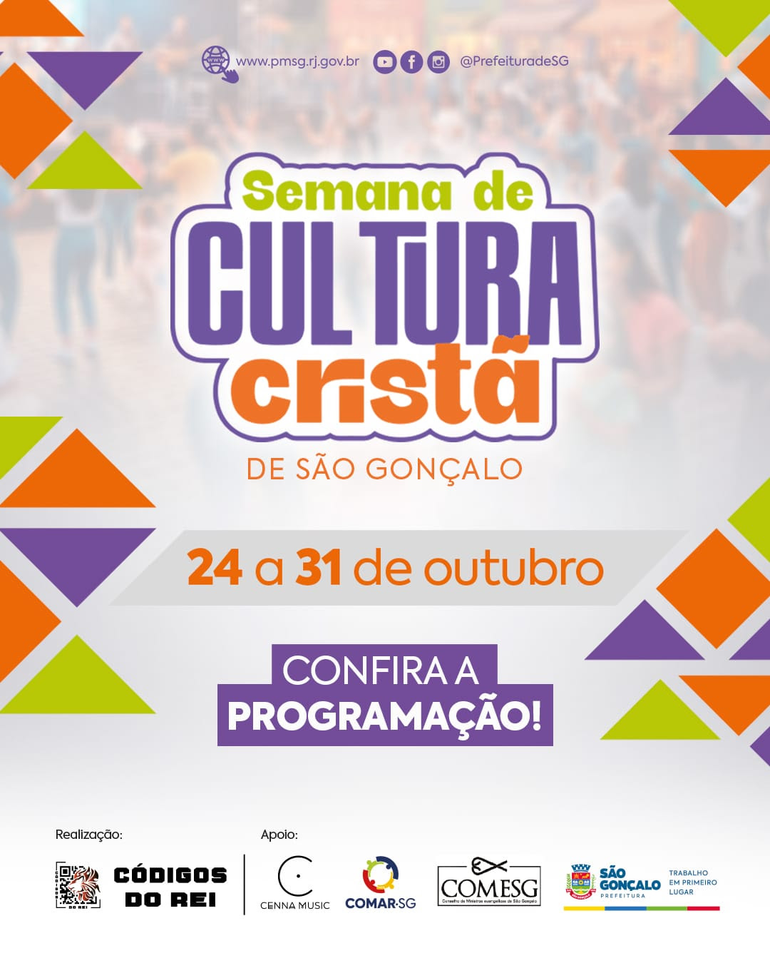 São Gonçalo recebe 1ª Semana de Cultura Cristã com programação gratuita em diferentes espaços da cidade